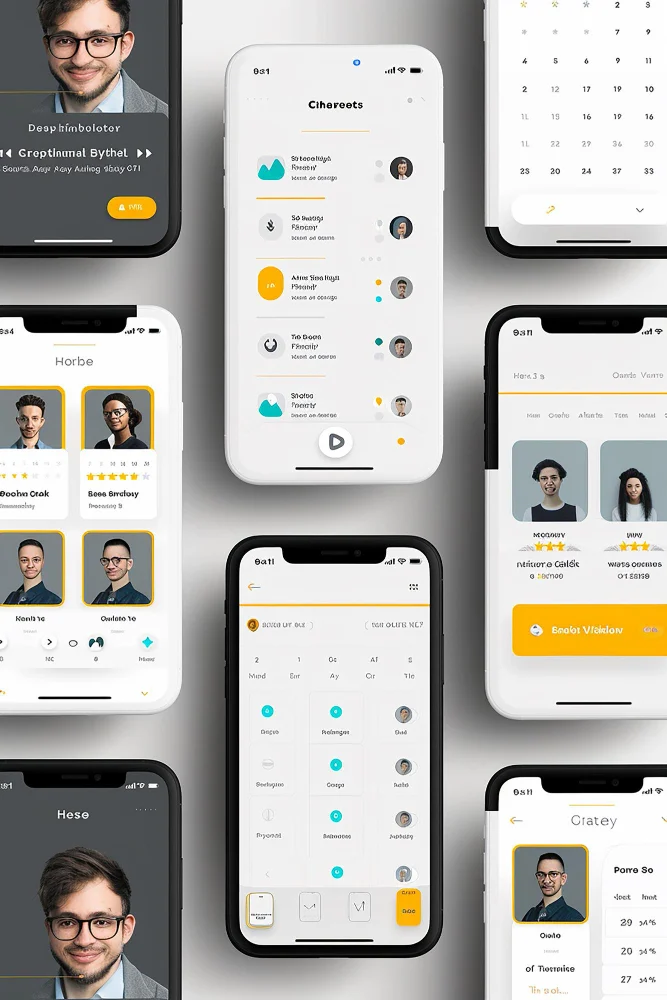 Mobile app screens designed by Sharp Web Studio