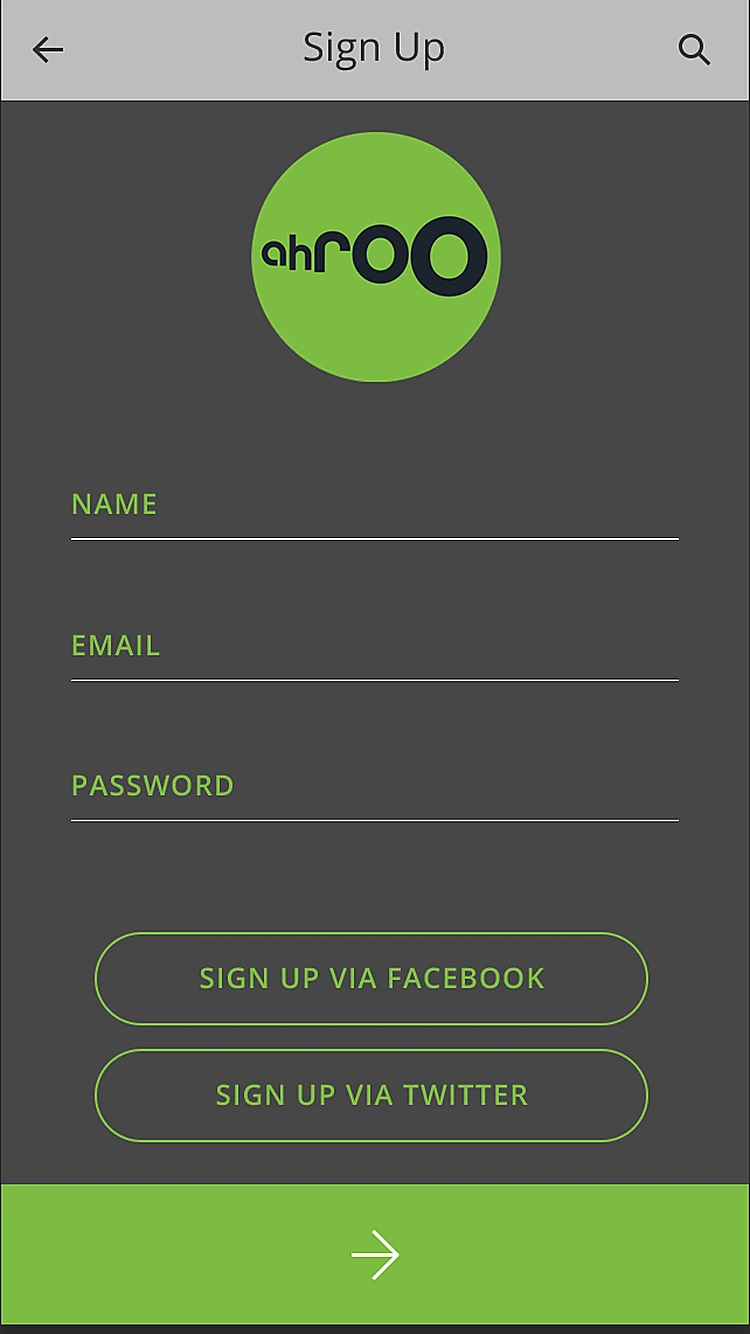 Ahroo: Sign up