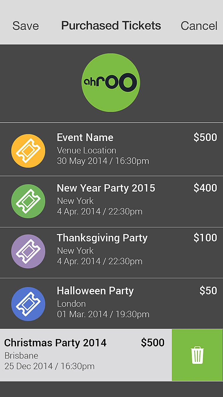 Ahroo: Purchased tickets