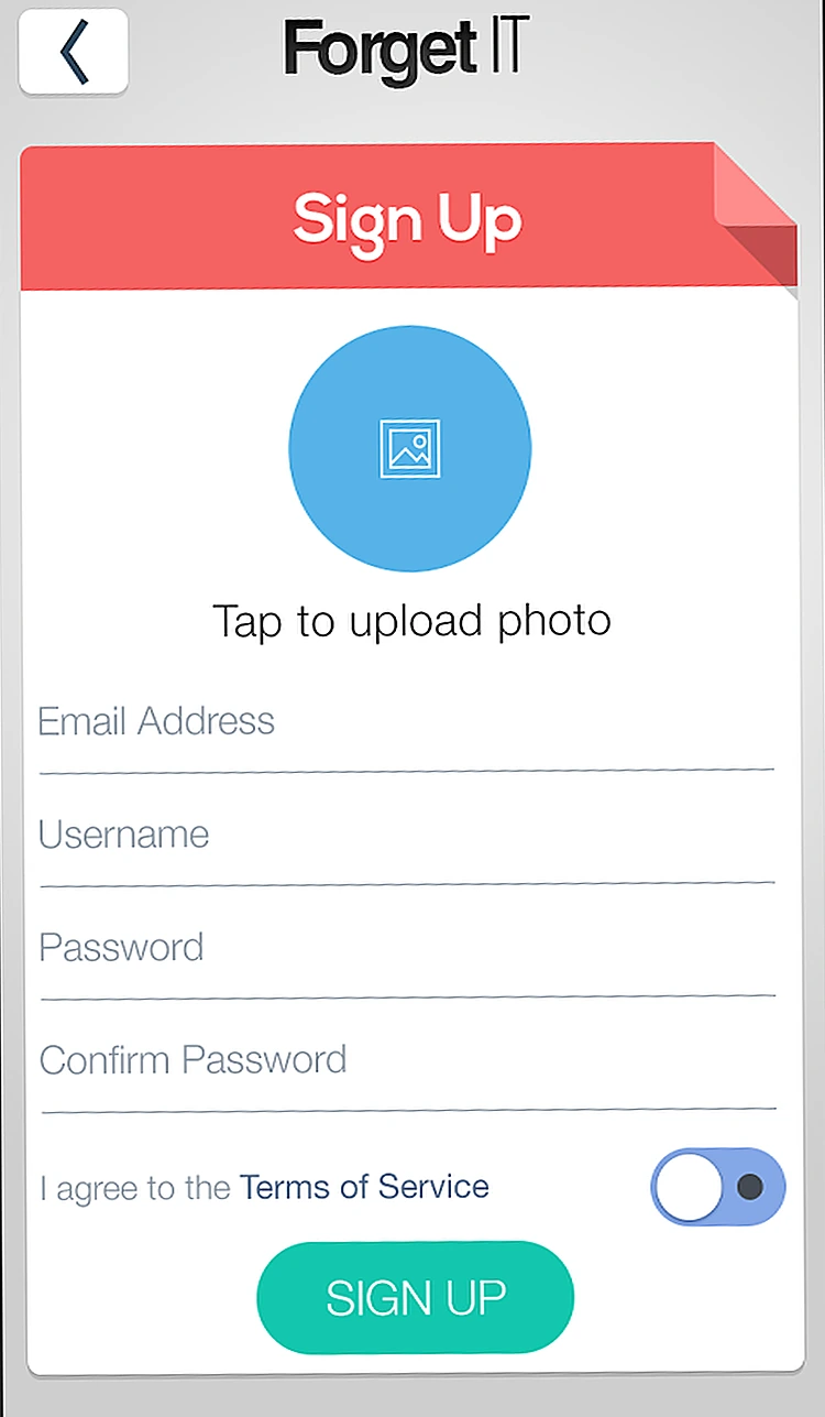 Forget IT app screen