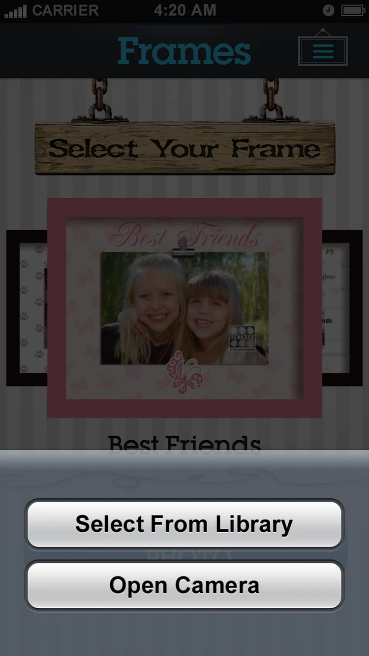 FramebyMail: Choose a photo