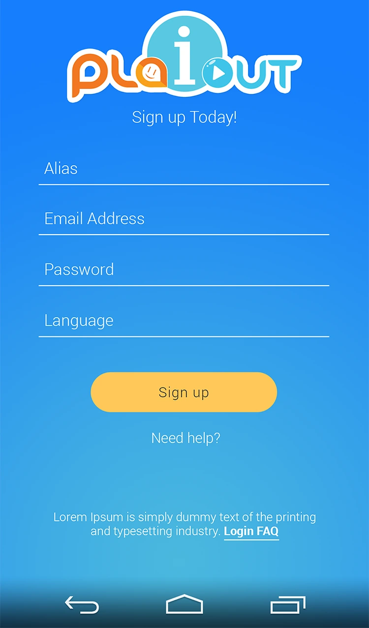 Plaiout app screen