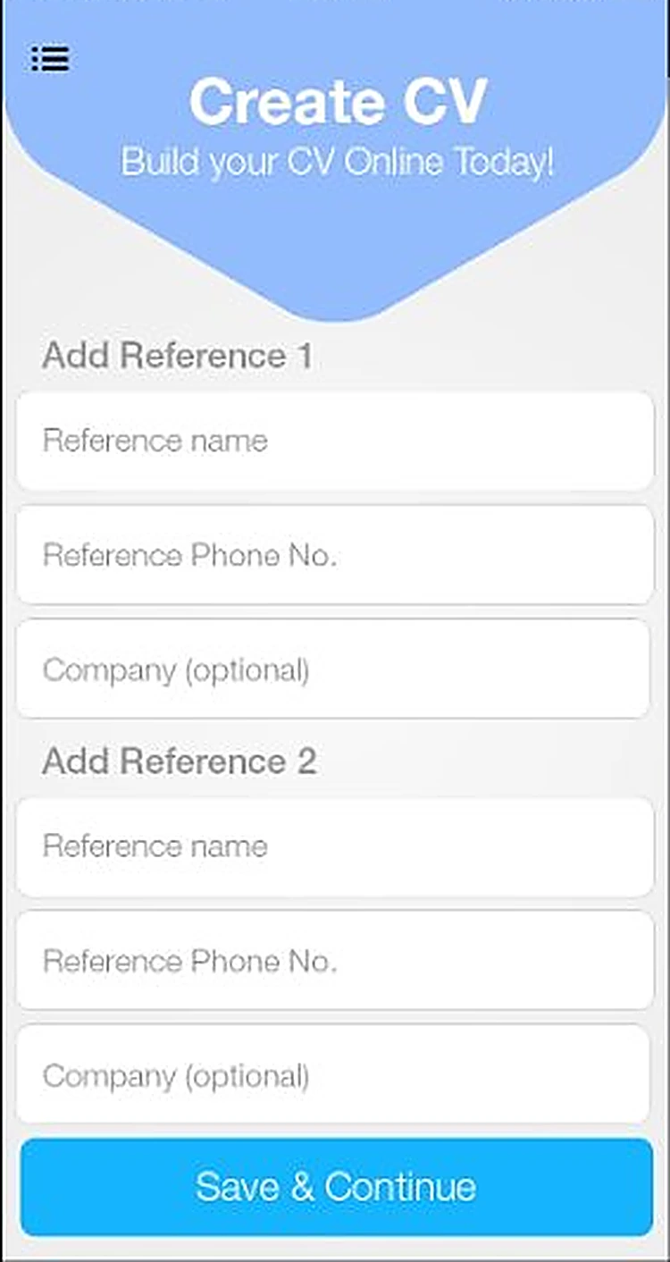Resume Builder: Step 4: references