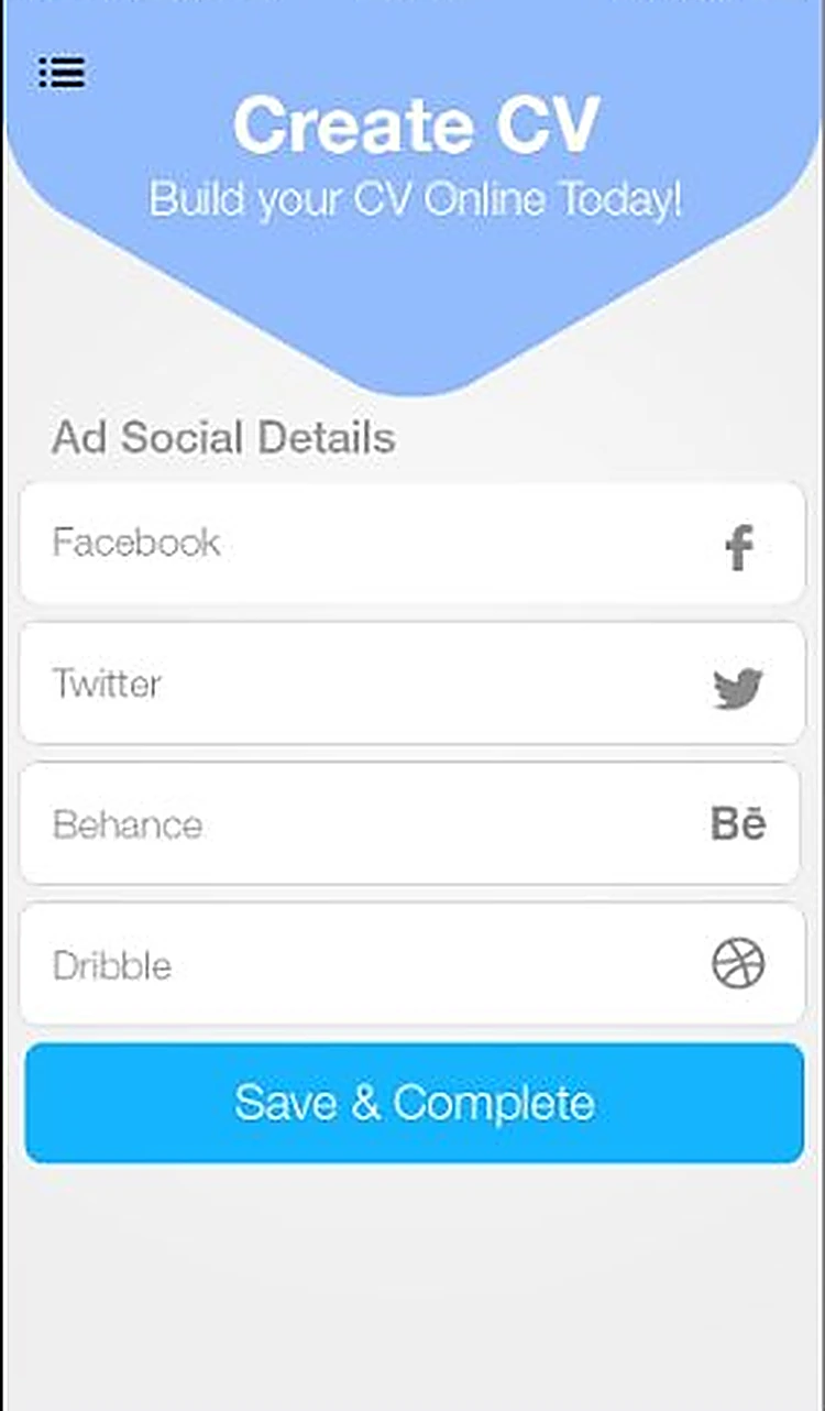 Resume Builder: Step 5: social