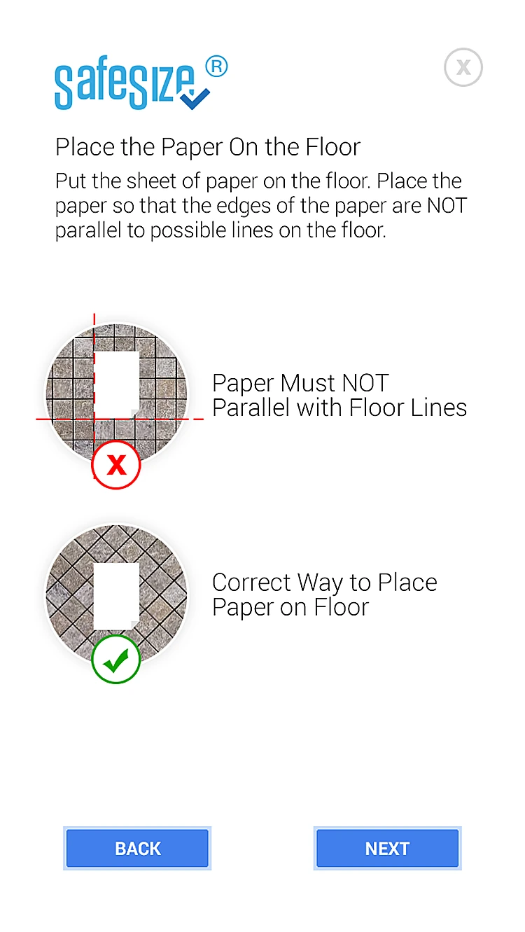 Safesize: Place the paper