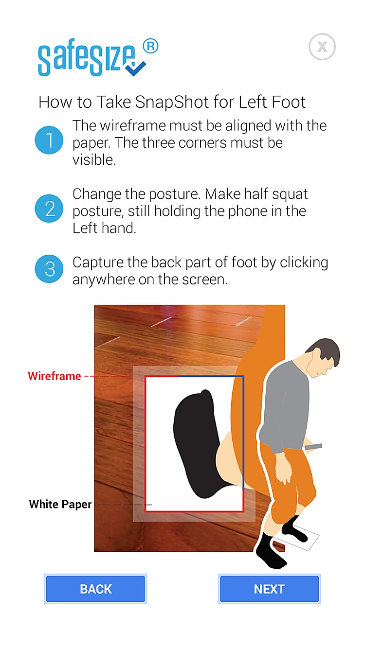 Safesize: Snapshot of the left foot
