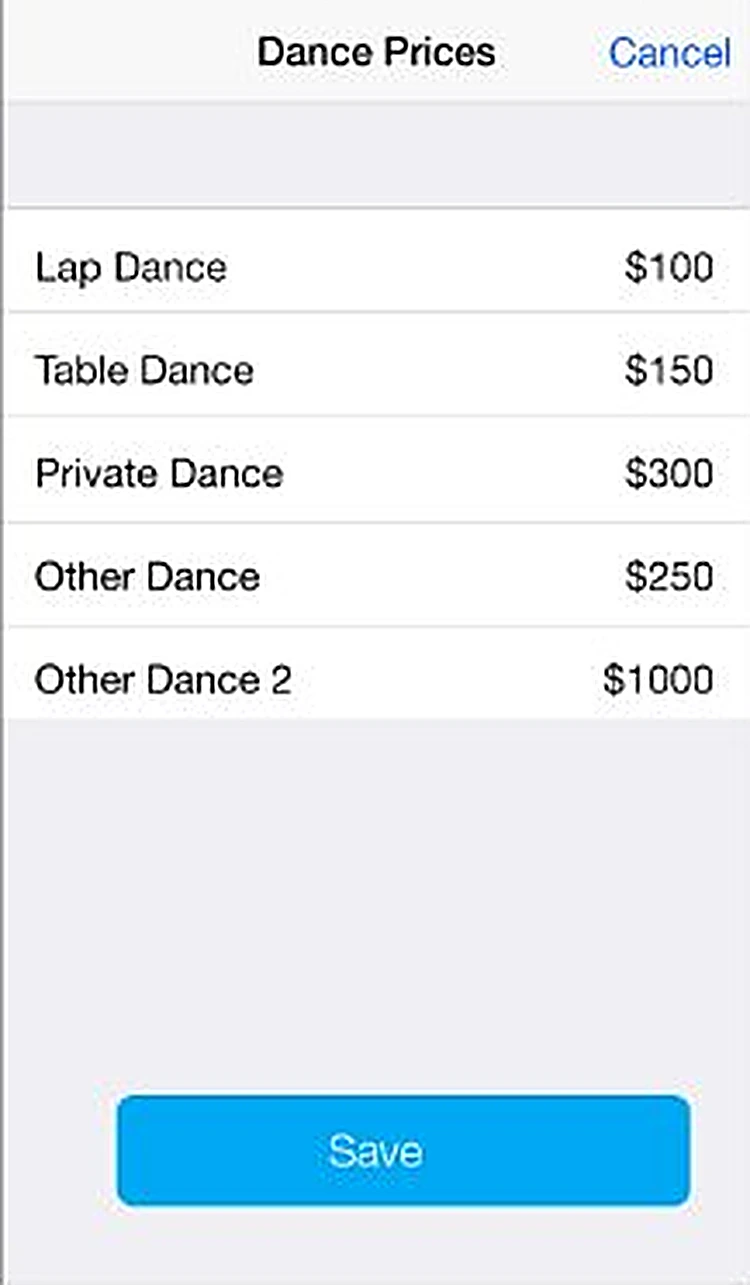 Undress: Entertainer prices