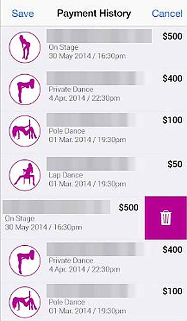 Undress: Payment history