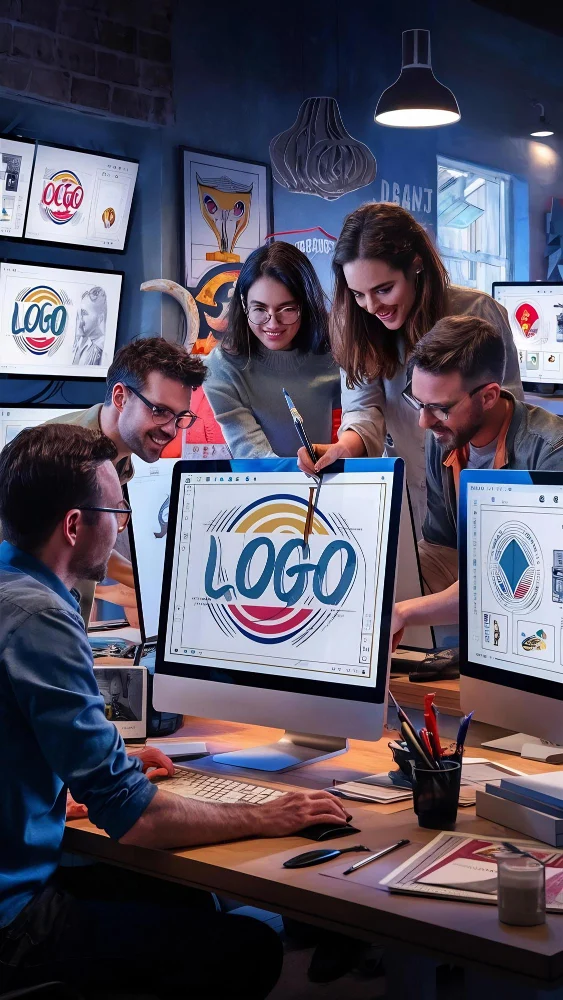 Sharp Web Studio designers creating a brand identity together