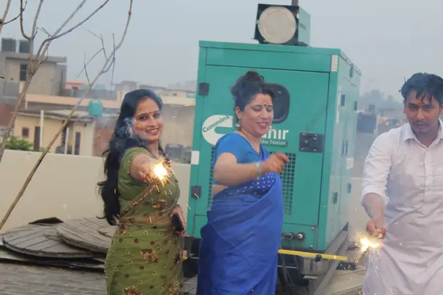 Sparklers after the Diwali puja