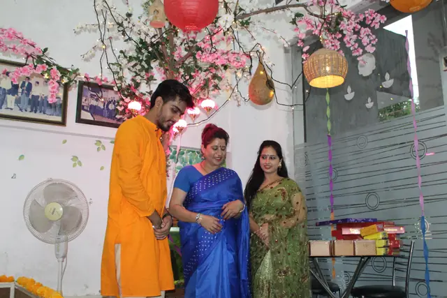Diwali puja under the blossom tree