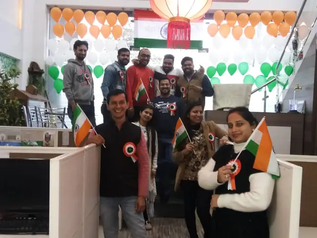 Flags and smiles under the lantern