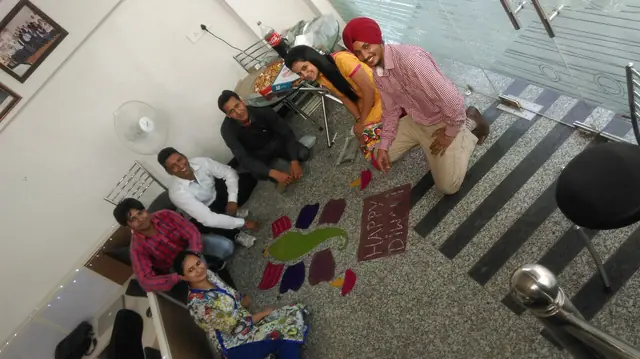 Happy Diwali rangoli, made by the team
