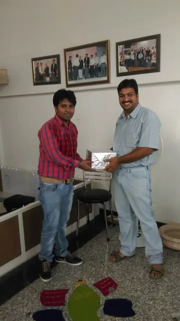 Diwali gift handover at reception