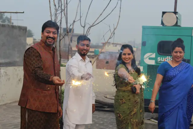 Diwali sparklers on the rooftop