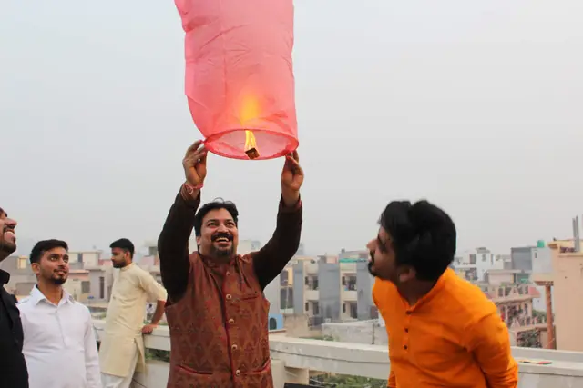 A sky lantern for Diwali night