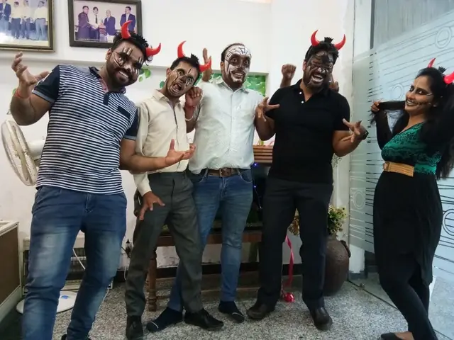 Spooky office, happy people