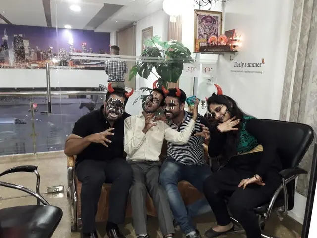 The Halloween squad on the sofa