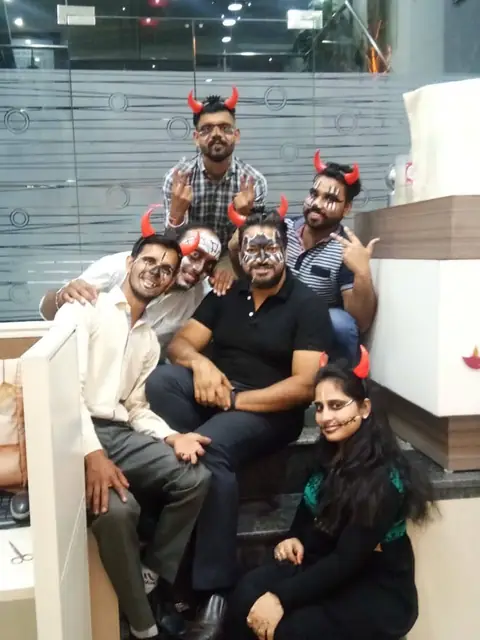 Horns on, poses ready