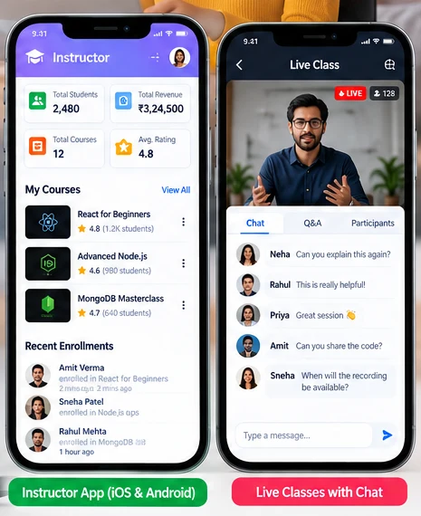 LMS & Course Marketplace – Instructor app & live classes