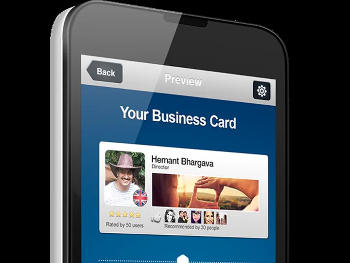 Here's My Card: Digital business card app UI